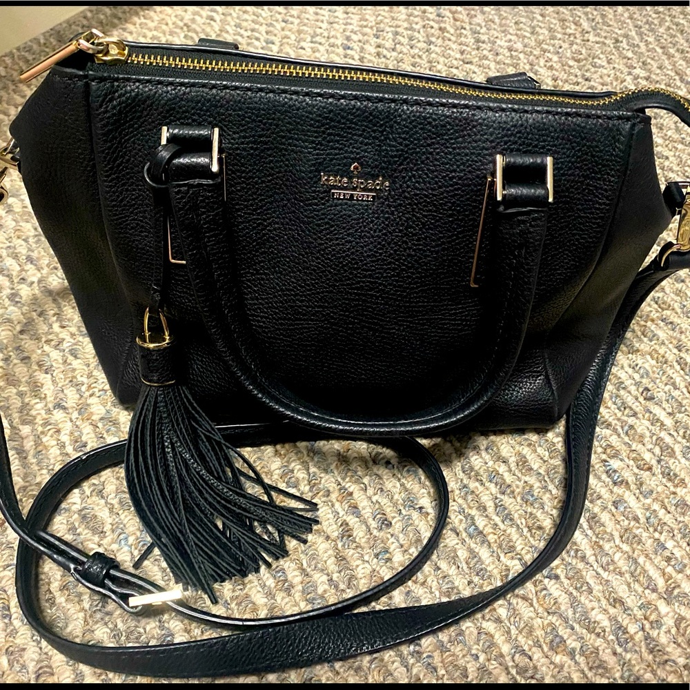 Kate Spade Crossbody Satchel Black Pebbled Leather